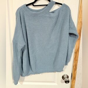 Women's Blue off the shoulder sweater